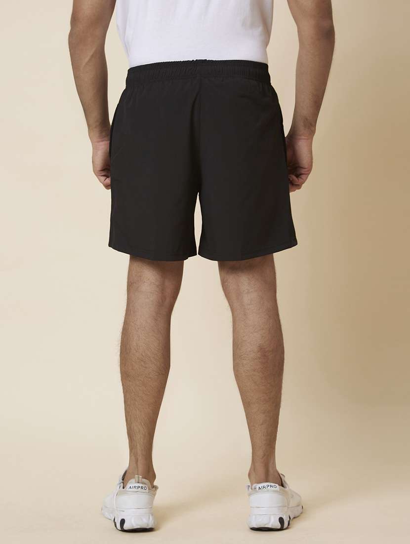  black solid regular fit sports shorts - 19782558 -  Standard Image - 2