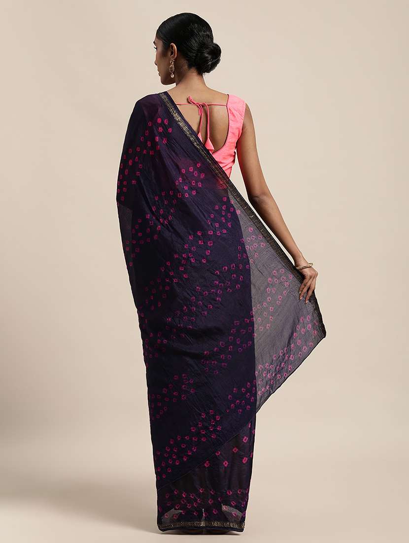 women's bandhani blue colored saree with blouse - 19782635 - Standard Image - 2