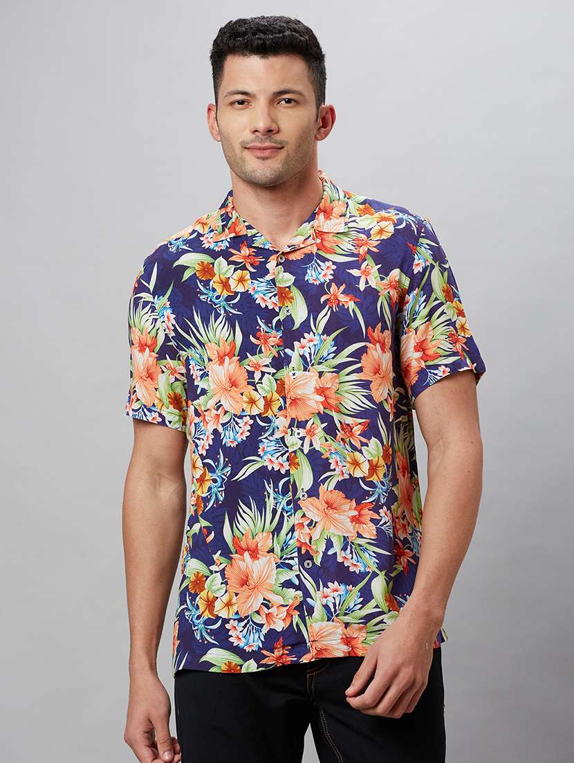 men printed cotton casual shirt