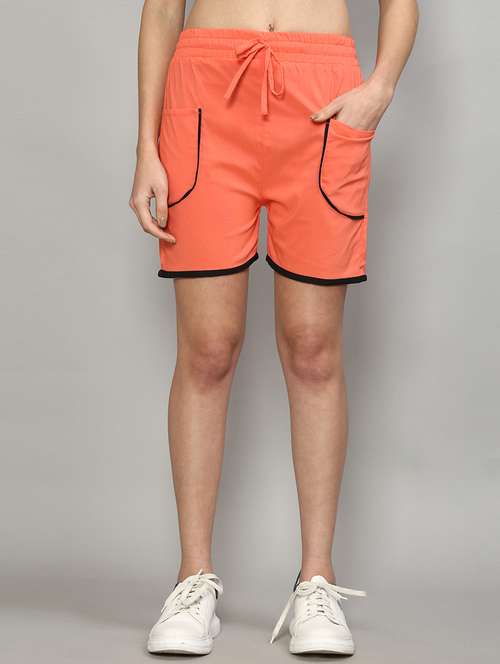 mid rise solid regular shorts - 19783609 - Standard Image - 0
