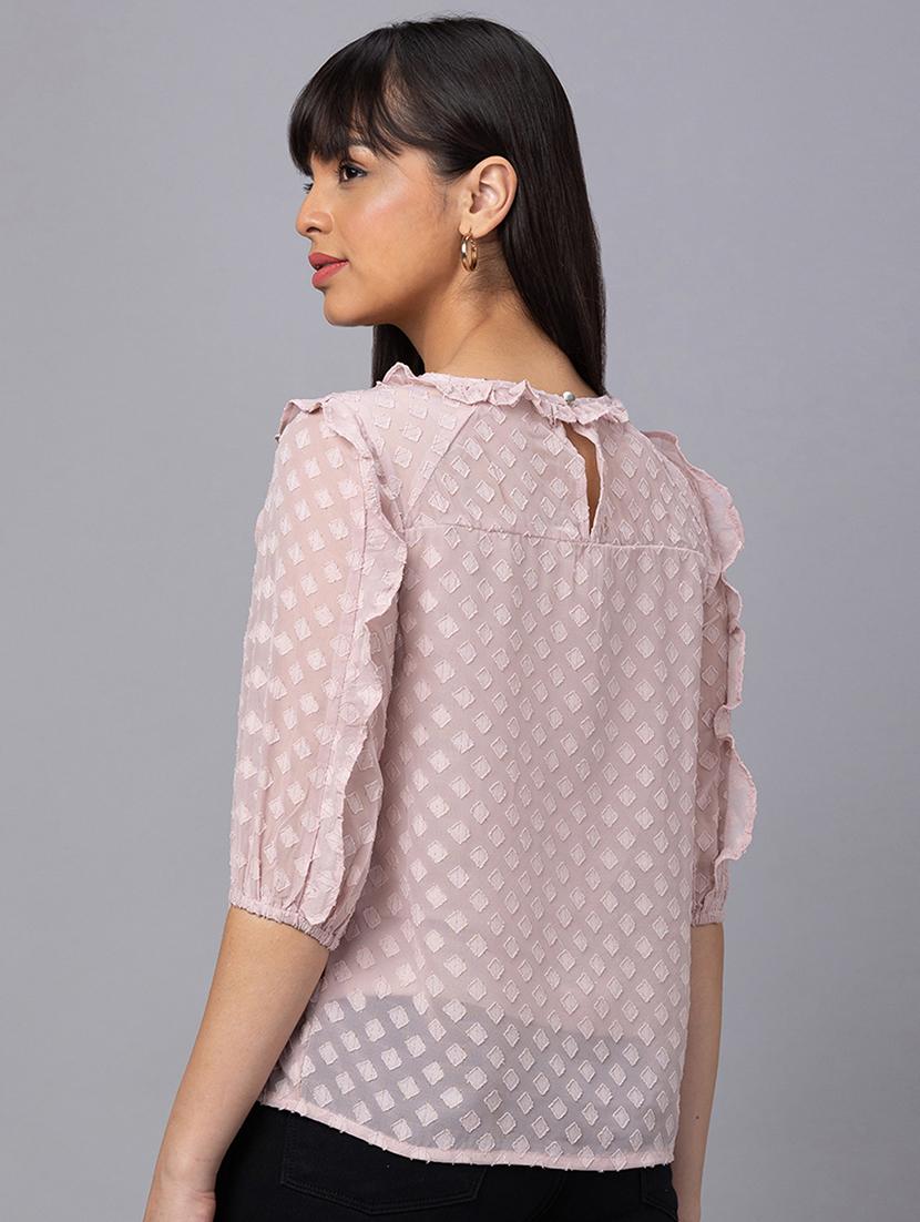 women pink polyester regular top - 19783696 - Standard Image - 2