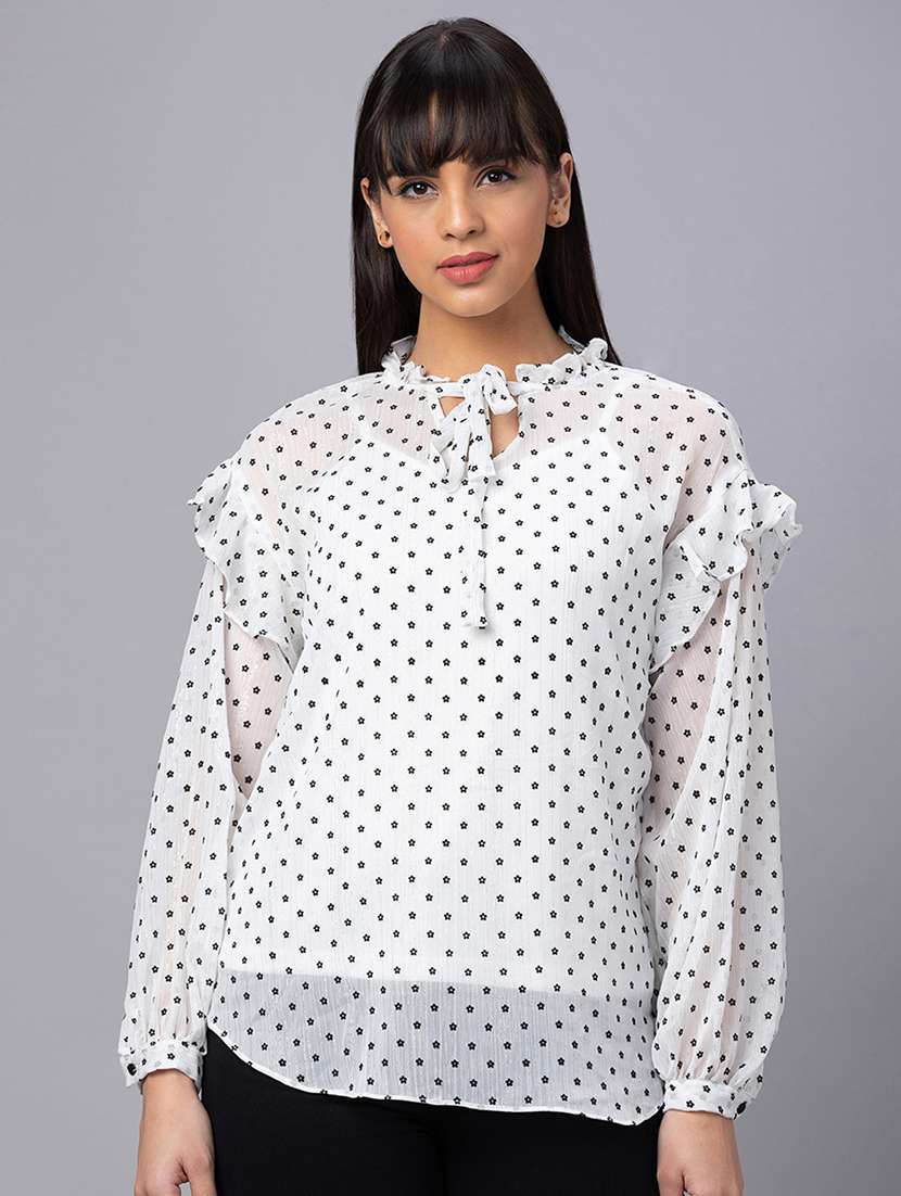 women white polyester regular top