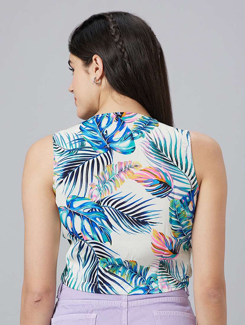 women white polyester crop top - 19783720 -  Standard Image - 2