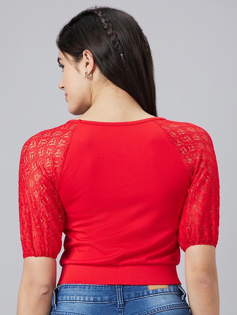 women red polyester crop top - 19783724 - Standard Image - 2
