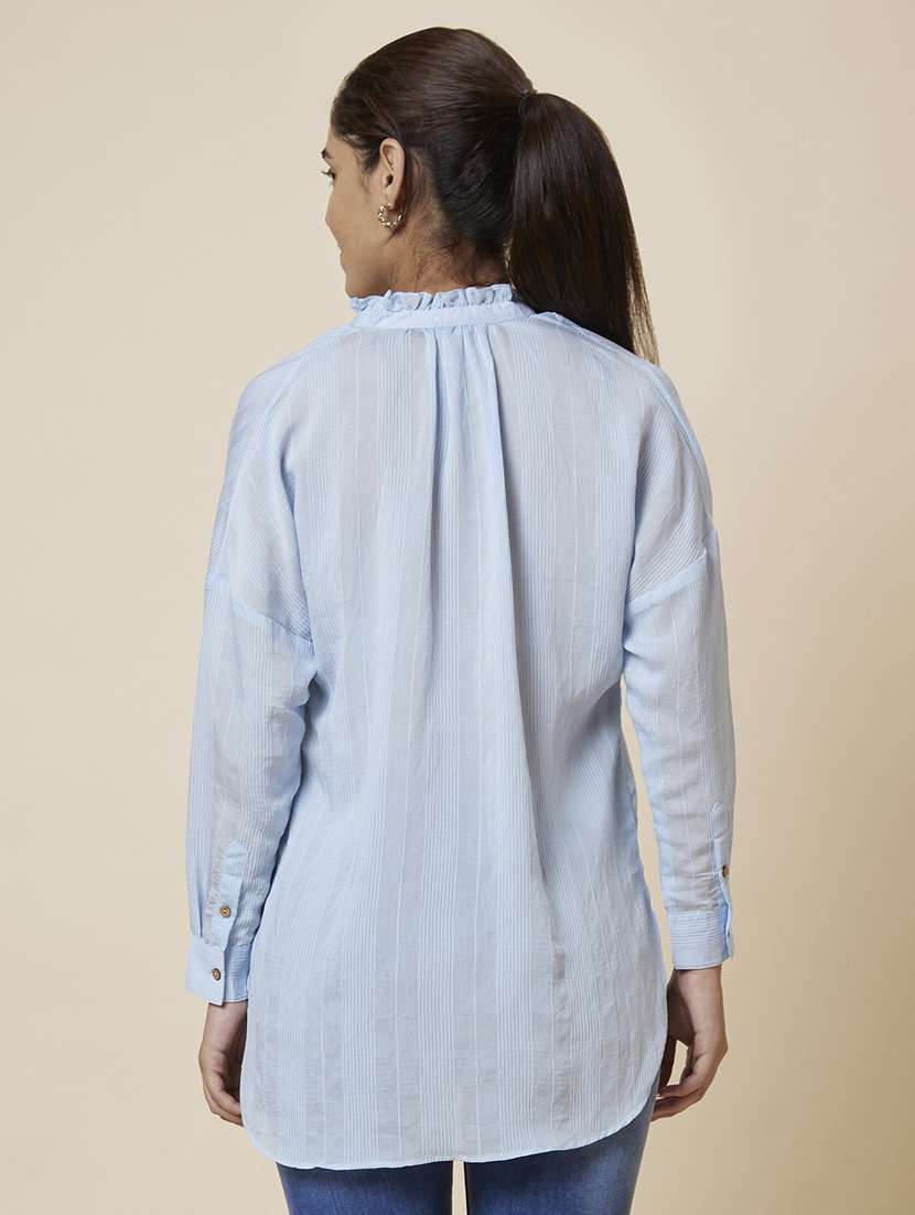 women's asymmetric mandarin neck top - 19783744 - Standard Image - 2