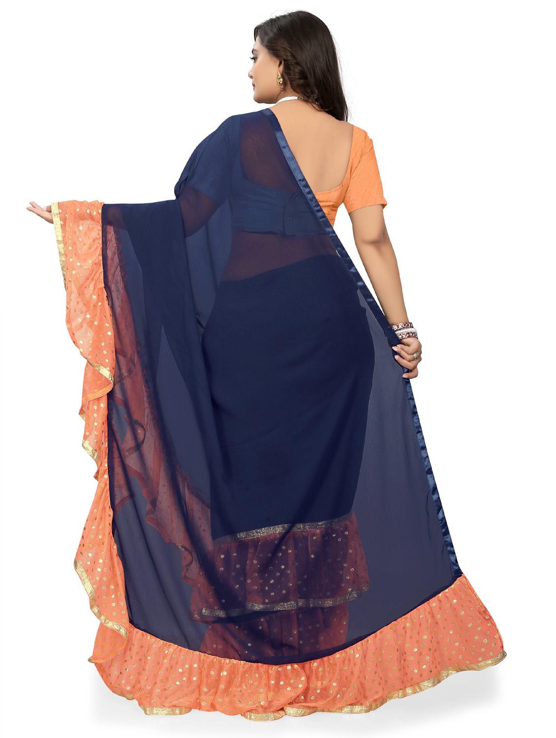 women's self design navy blue colored saree - 19784049 - Standard Image - 2