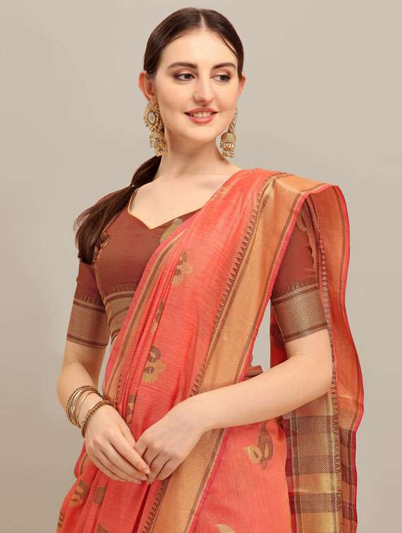 pink cotton silk dharmavaram saree with blouse - 19784493 - Standard Image - 2