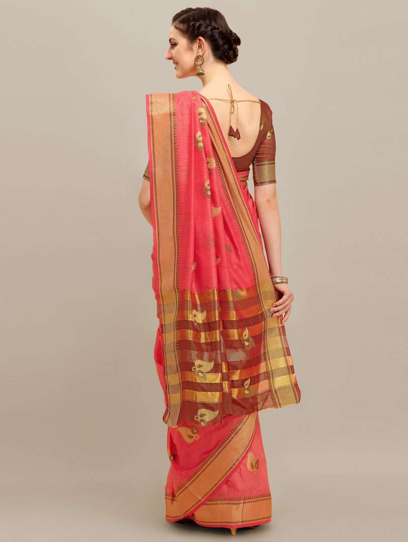 women's self design orange colored saree with blouse - 19784495 -  Standard Image - 2