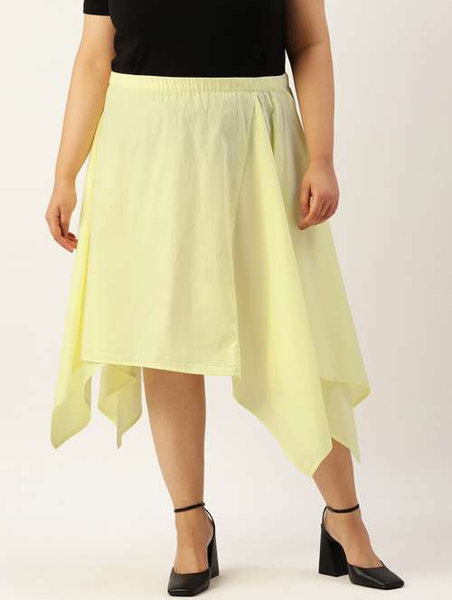 women solid high rise asymmetric skirt - 19784660 - Standard Image - 0