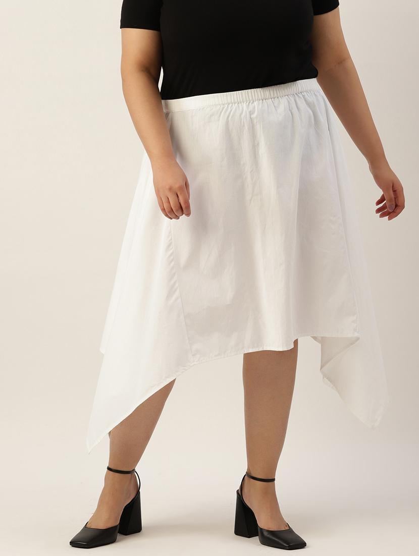 women solid high rise asymmetric skirt - 19784661 - Zoom Image - 0