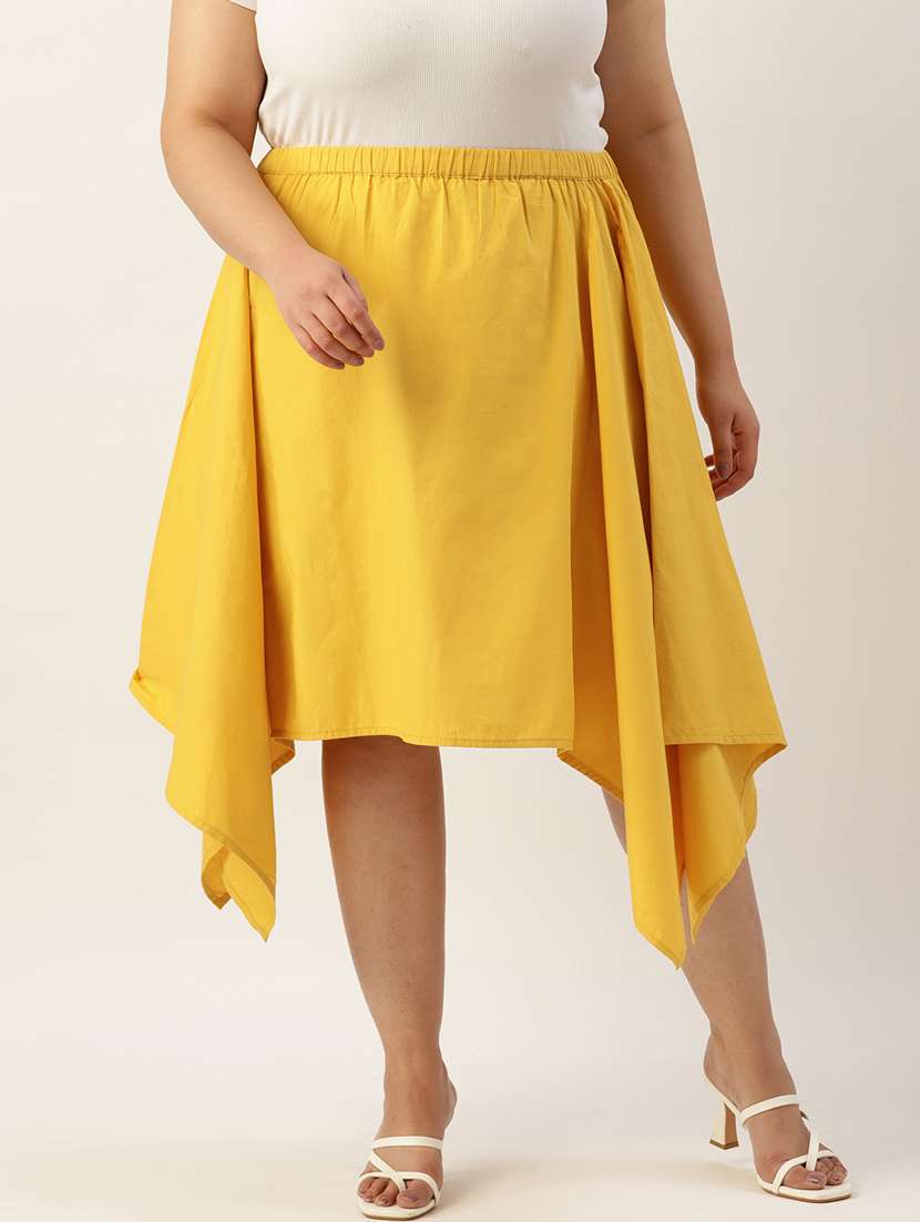 women solid high rise asymmetric skirt - 19784662 - Zoom Image - 0