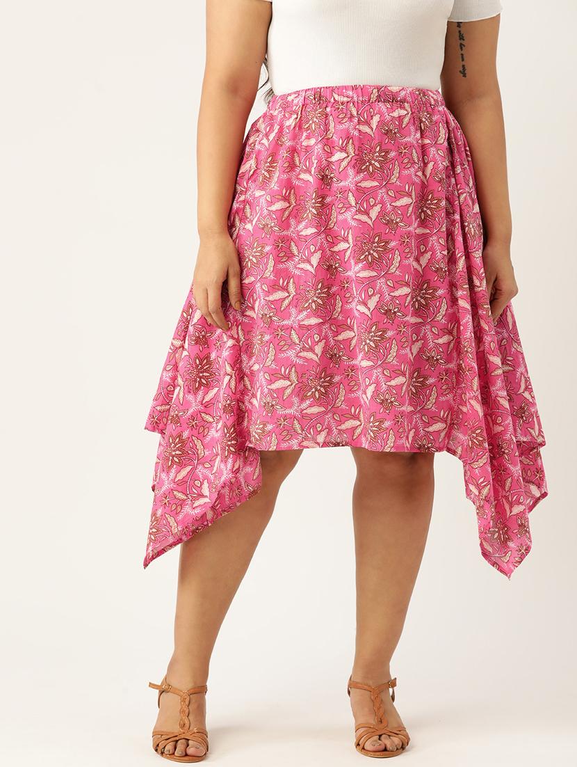 women printed high rise asymmetric skirt - 19784665 -  Zoom Image - 0