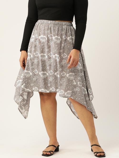 women printed high rise asymmetric skirt - 19784666 - Standard Image - 0