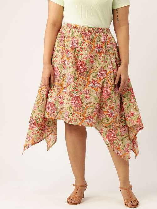 women printed high rise asymmetric skirt - 19784667 - Standard Image - 0