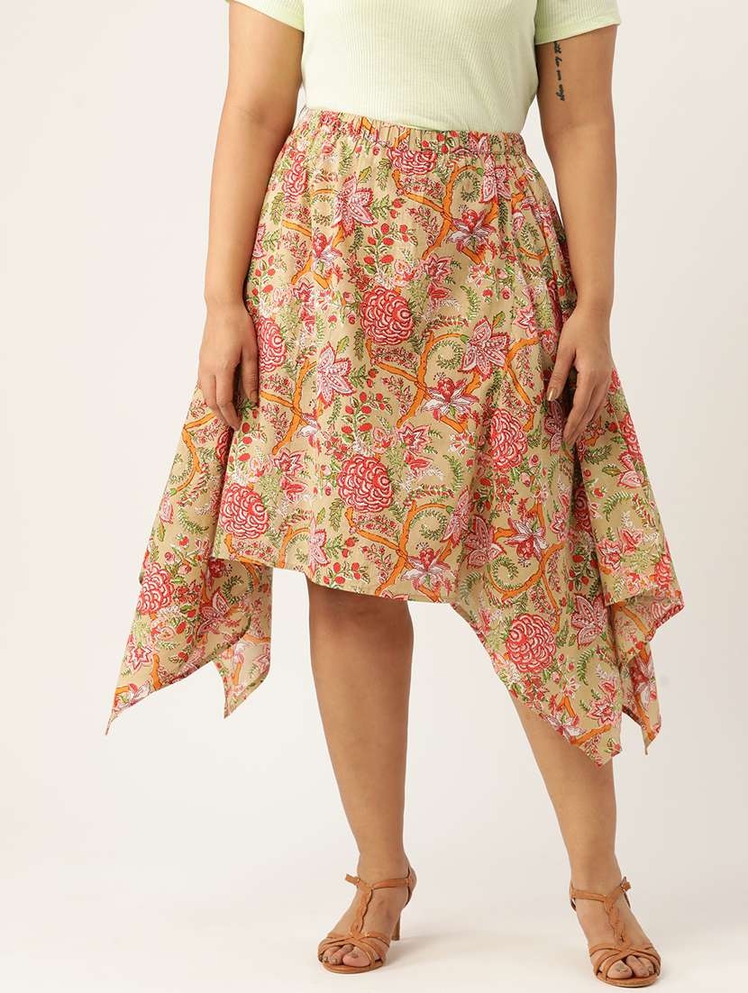 women printed high rise asymmetric skirt - 19784667 - Zoom Image - 0