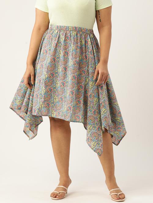 women printed high rise asymmetric skirt - 19784668 -  Standard Image - 0