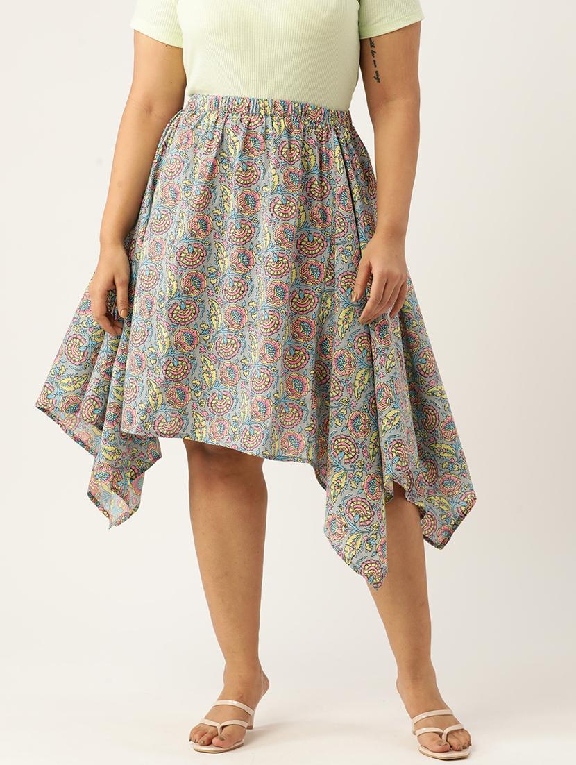 women printed high rise asymmetric skirt - 19784668 -  Zoom Image - 0