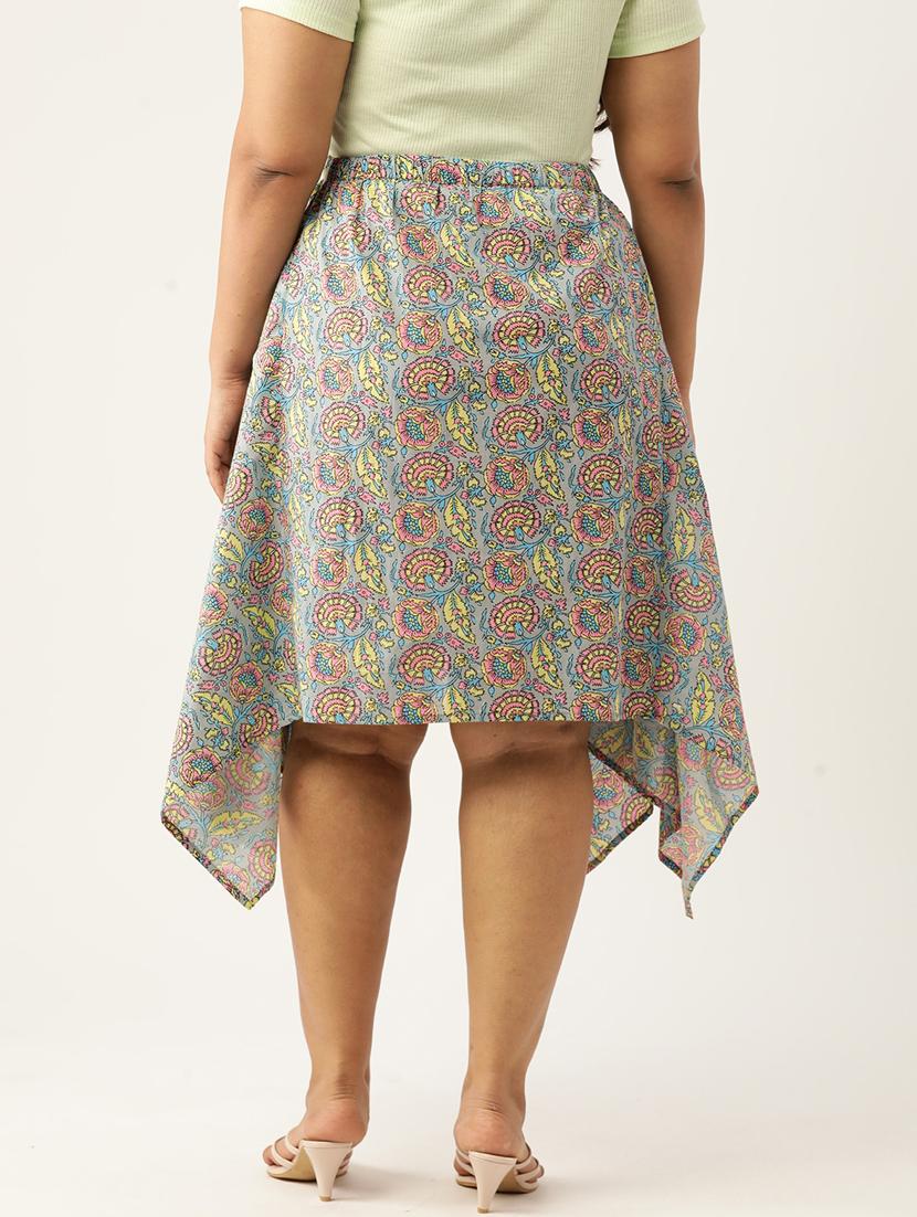women printed high rise asymmetric skirt - 19784668 - Standard Image - 2