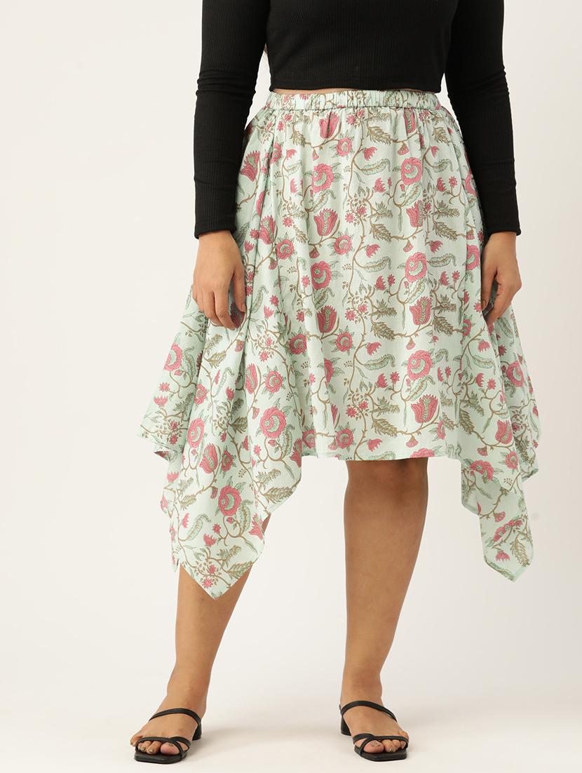 florals print cotton long skirt - 19784669 - Zoom Image - 0