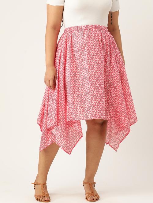 women printed high rise asymmetric skirt - 19784670 - Standard Image - 0