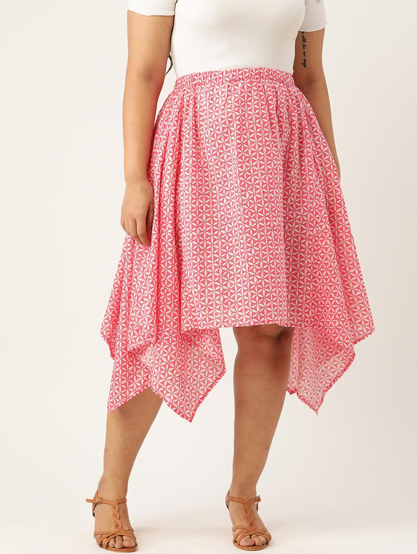 women printed high rise asymmetric skirt - 19784670 - Zoom Image - 0