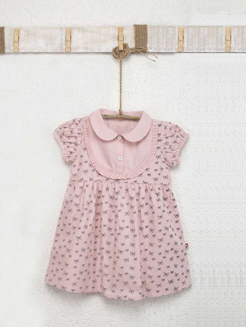 girls pink printed frock