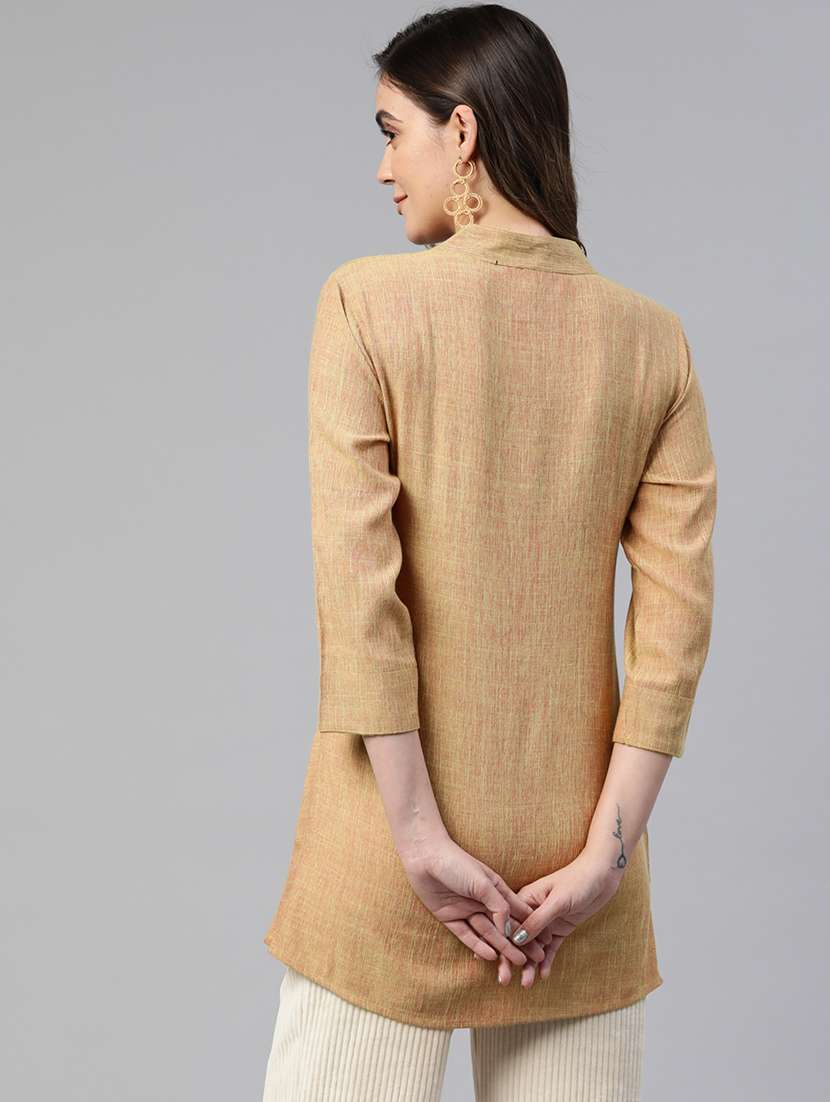 women solid mandarin neck a-line kurta - 19784853 -  Standard Image - 2