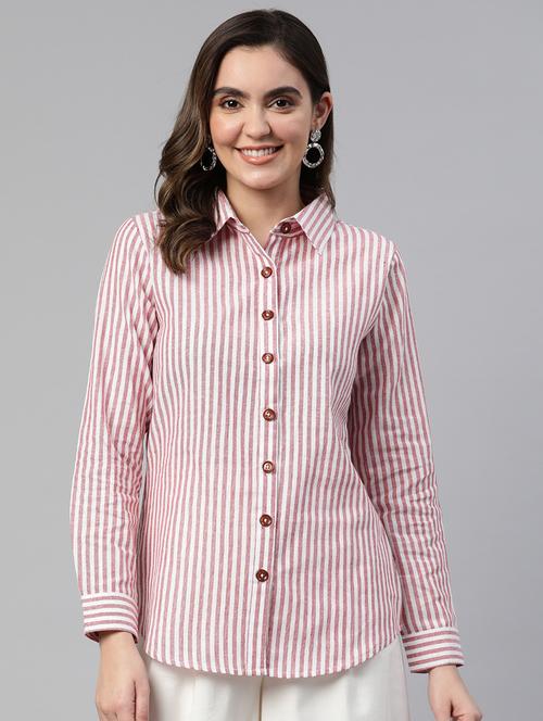 women striped cotton shirt - 19784866 - Standard Image - 0