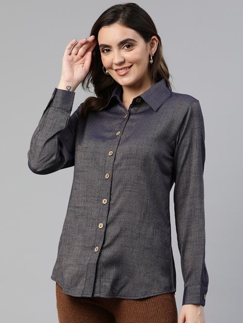 women self design cotton shirt - 19784867 - Standard Image - 0
