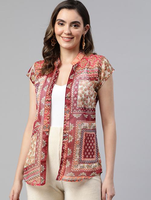 pink georgette shrug - 19784878 -  Standard Image - 0