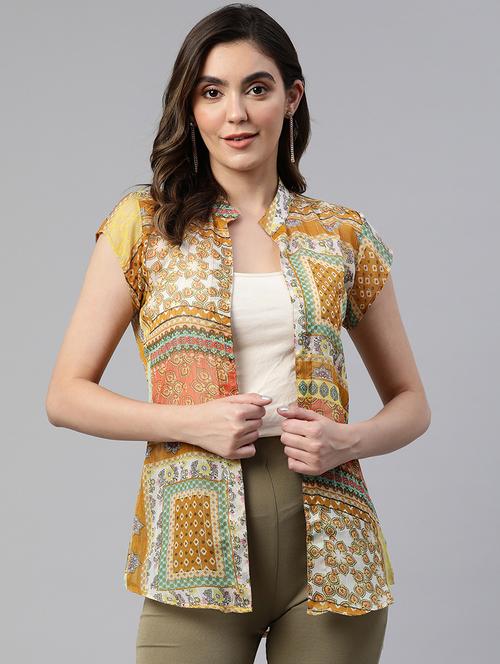 yellow georgette shrug - 19784879 - Standard Image - 0