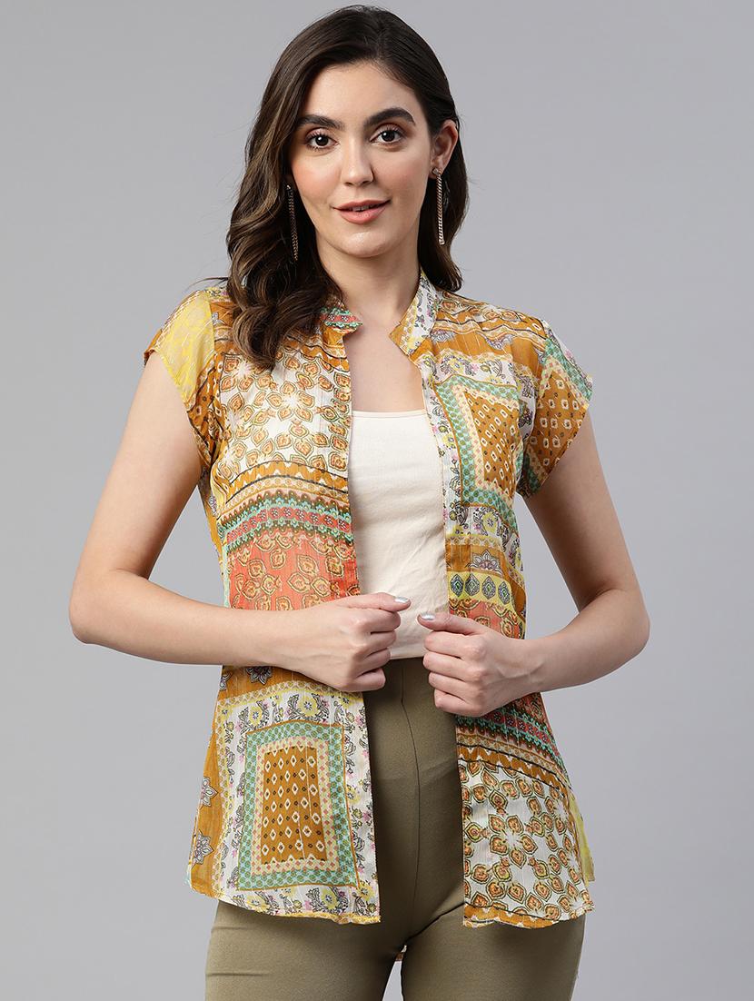 yellow georgette shrug - 19784879 - Zoom Image - 0