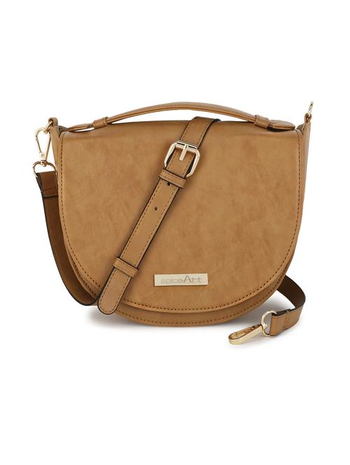 tan leatherette (pu) sling bag - 19785298 -  Standard Image - 0