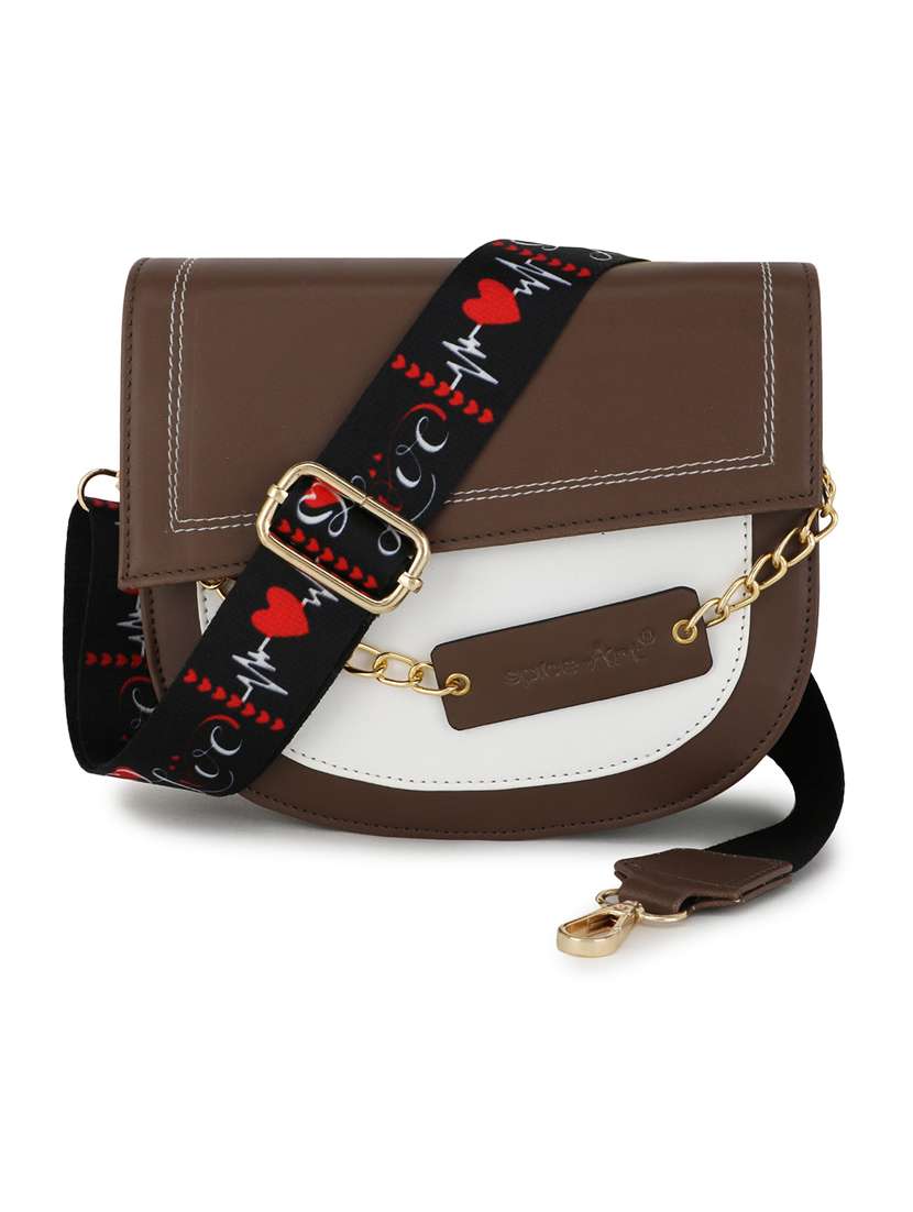 brown leatherette (pu) sling bag