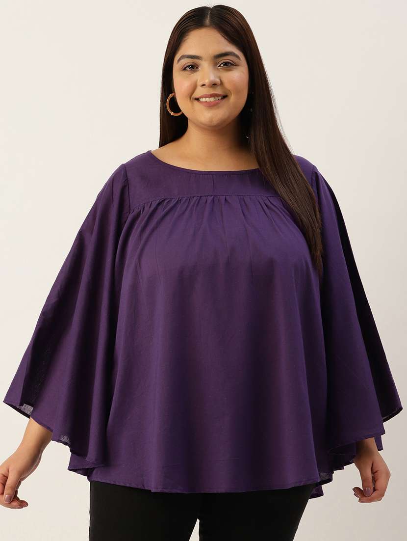 women plus size solid bell sleeve top