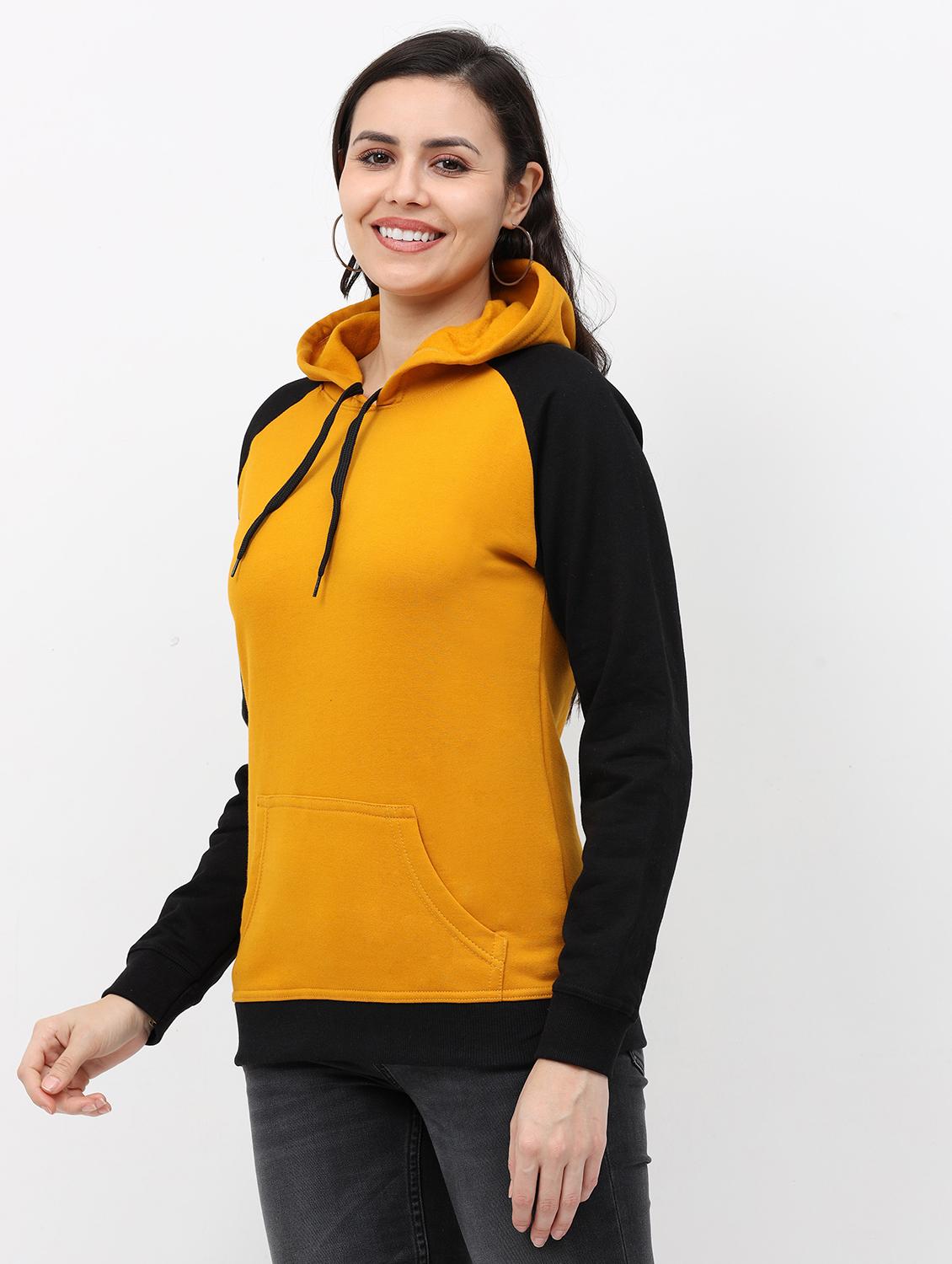 yellow color block hooded neck sweatshirt - 19785470 - Standard Image - 2