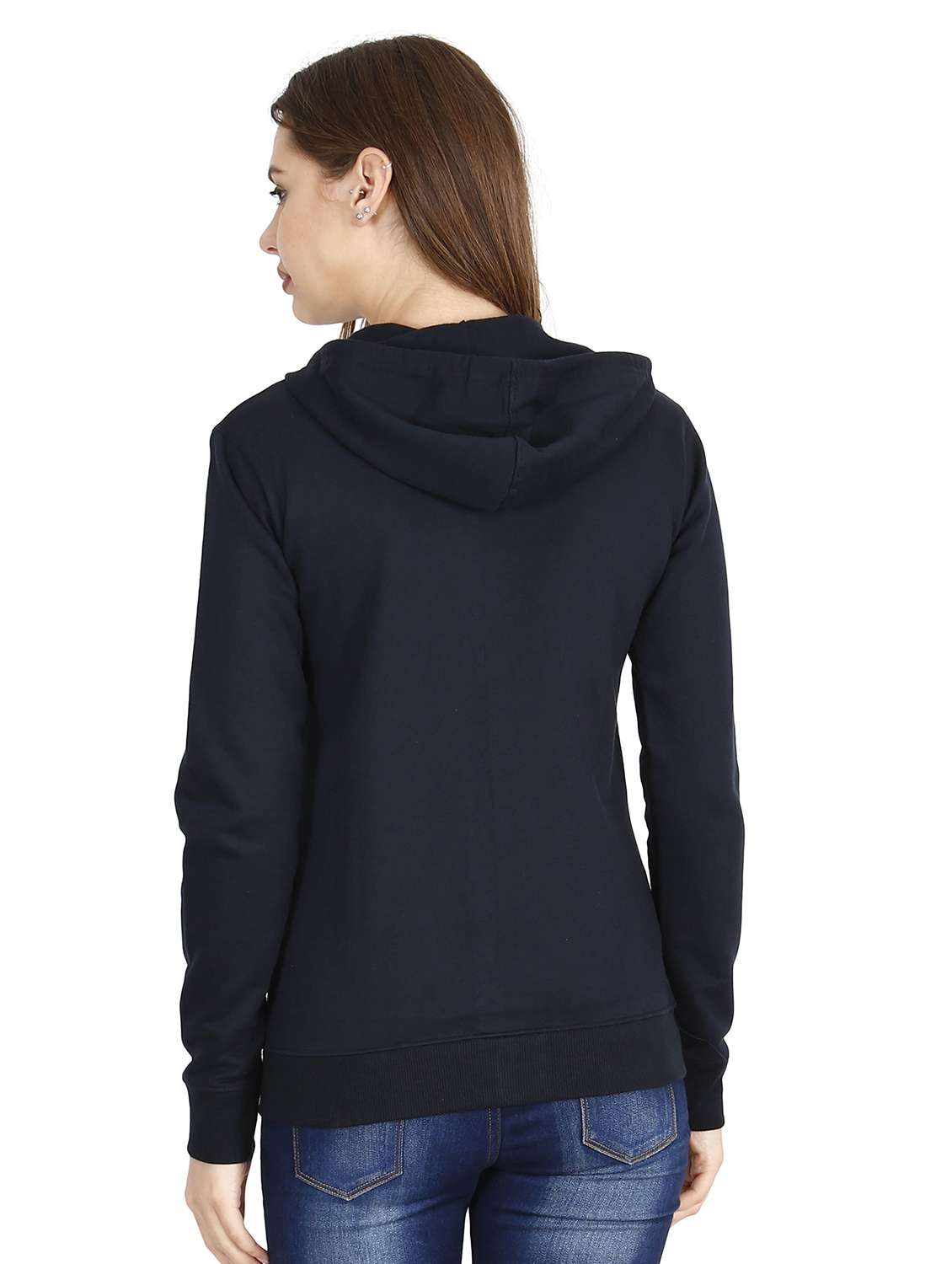 navy blue solid hooded neck zipper sweatshirt - 19785480 -  Standard Image - 2