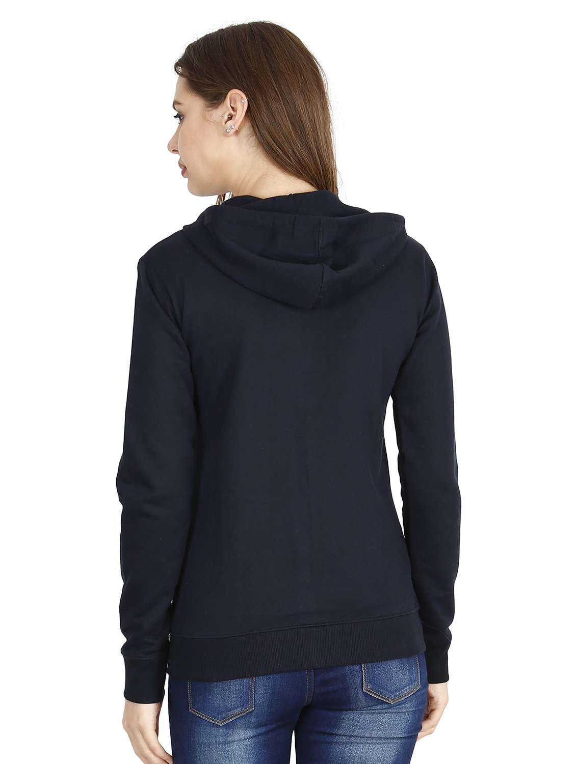 navy blue solid hooded neck zipper sweatshirt - 19785481 -  Standard Image - 2