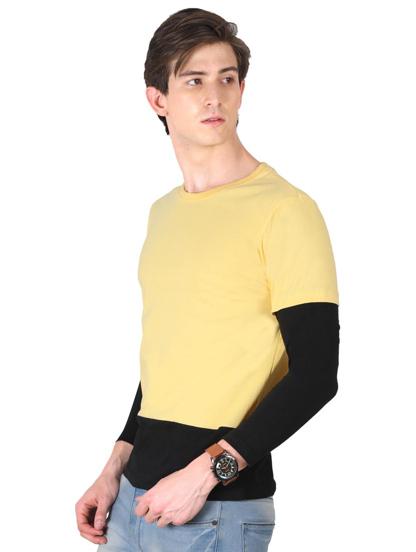 round neck color block regular t-shirt - 19786233 - Standard Image - 2