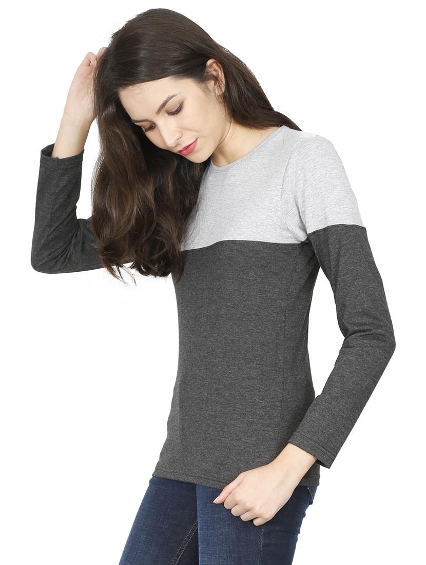 round neck color blocked regular tee - 19786366 - Standard Image - 2