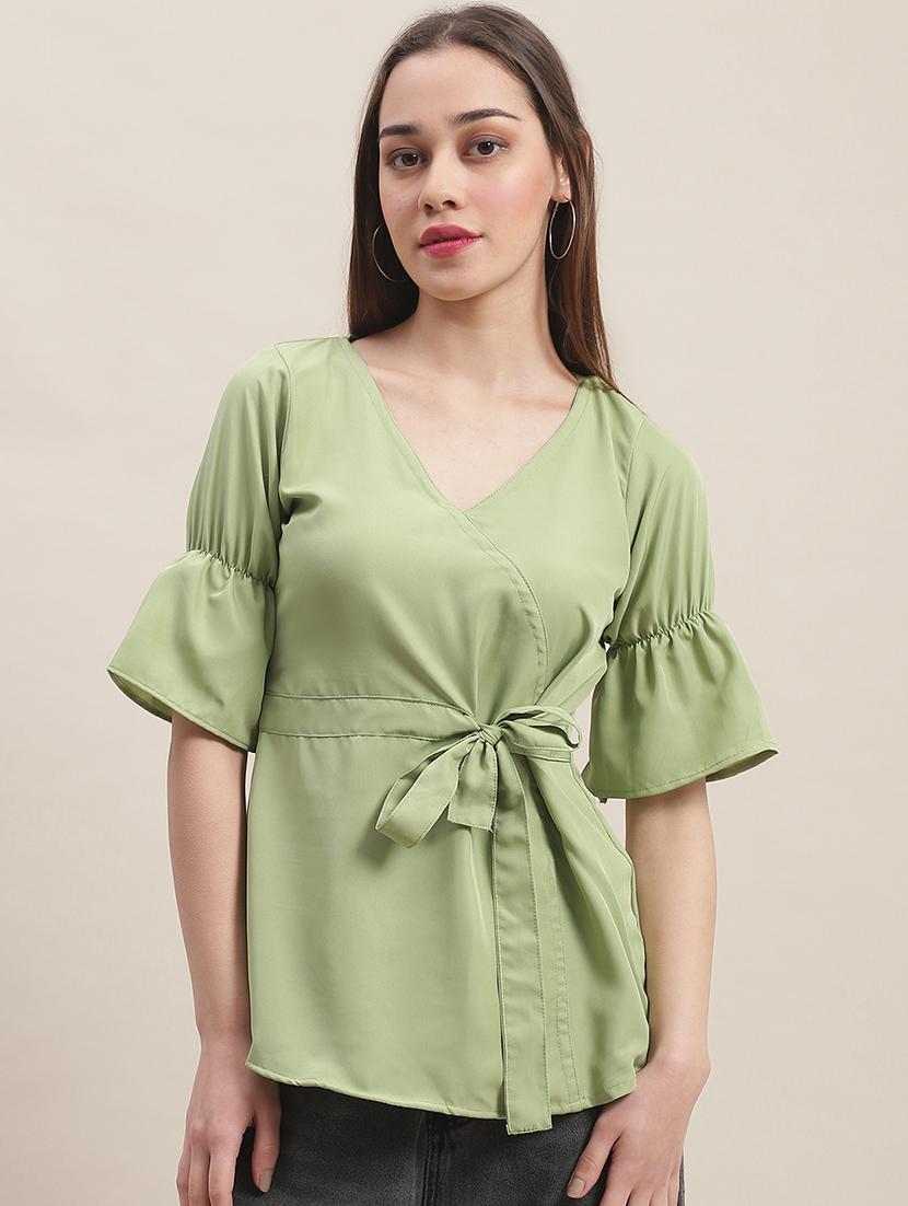 women's wrap v neck top - 19786483 -  Zoom Image - 0