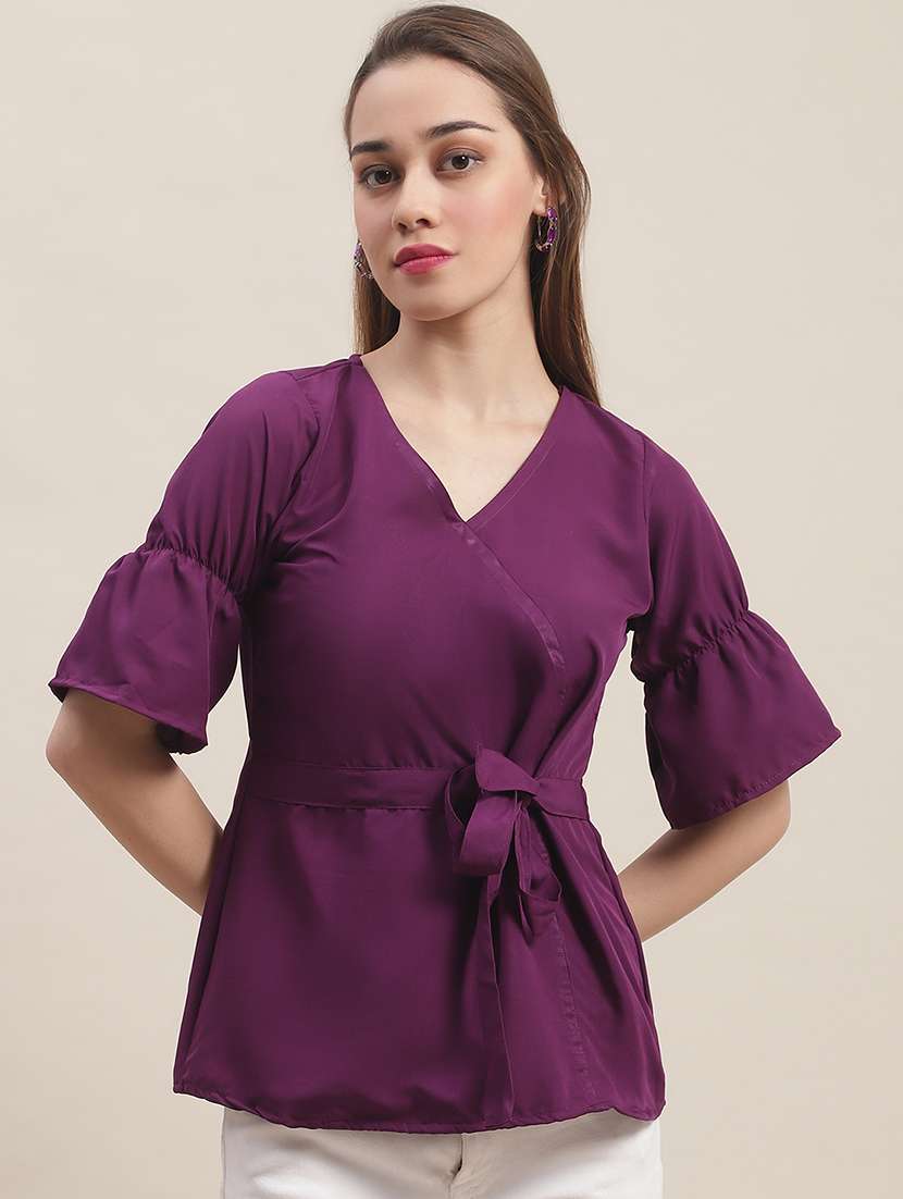 women's wrap v neck top