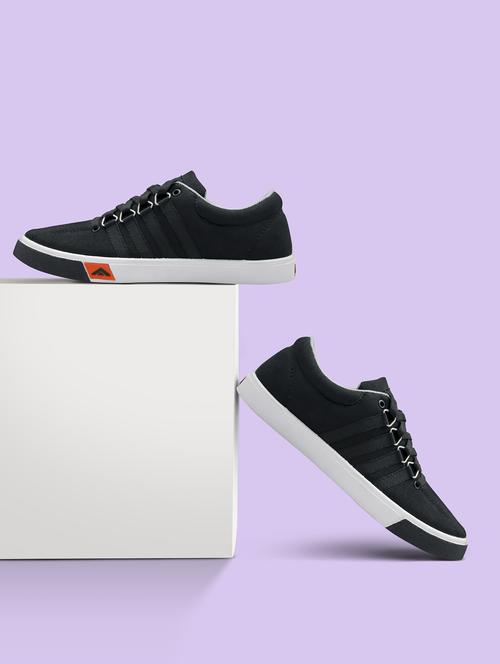 black solid lace up sneakers - 19790260 - Standard Image - 0