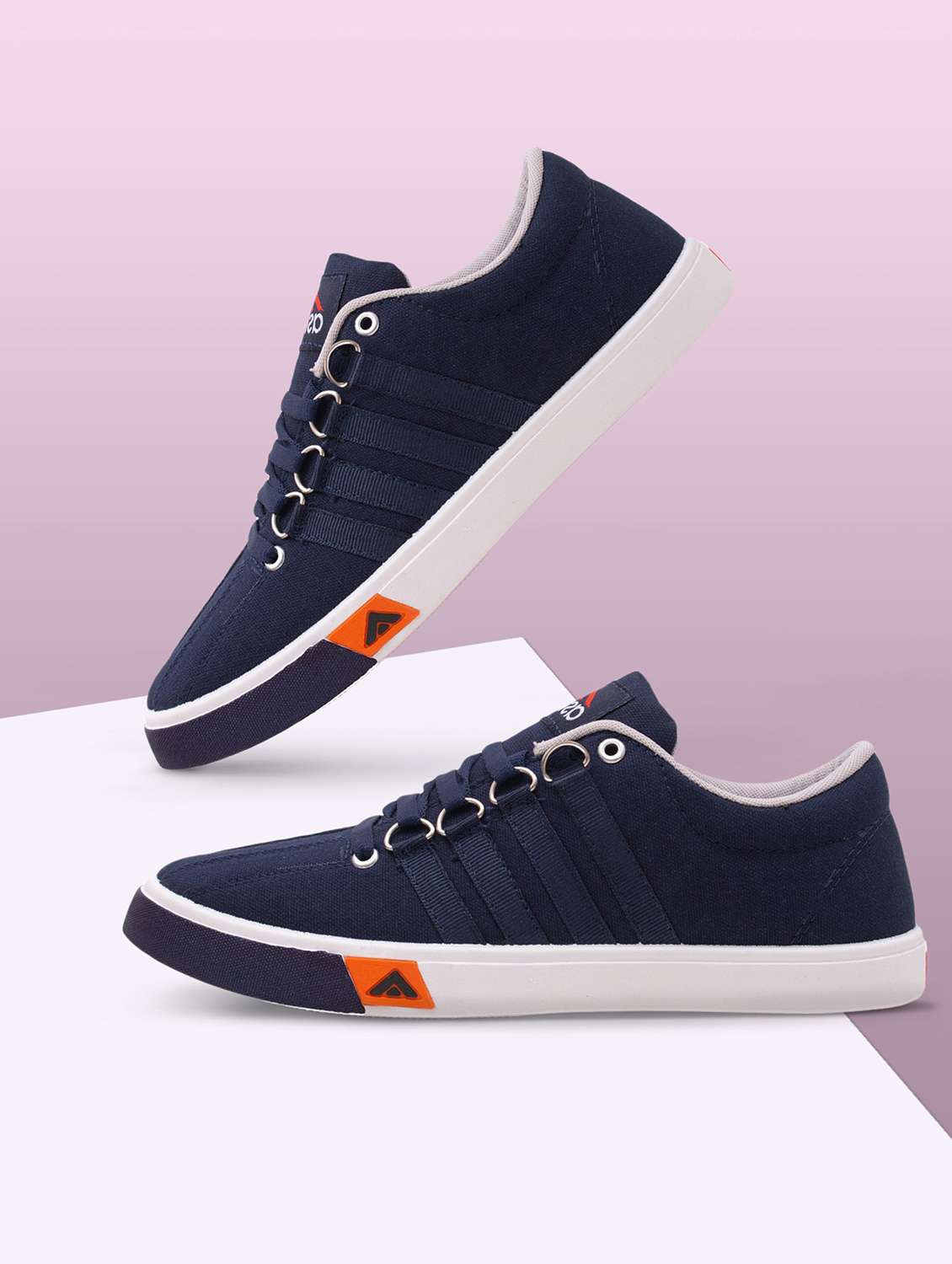 navy blue solid lace up sneakers - 19790261 -  Zoom Image - 0