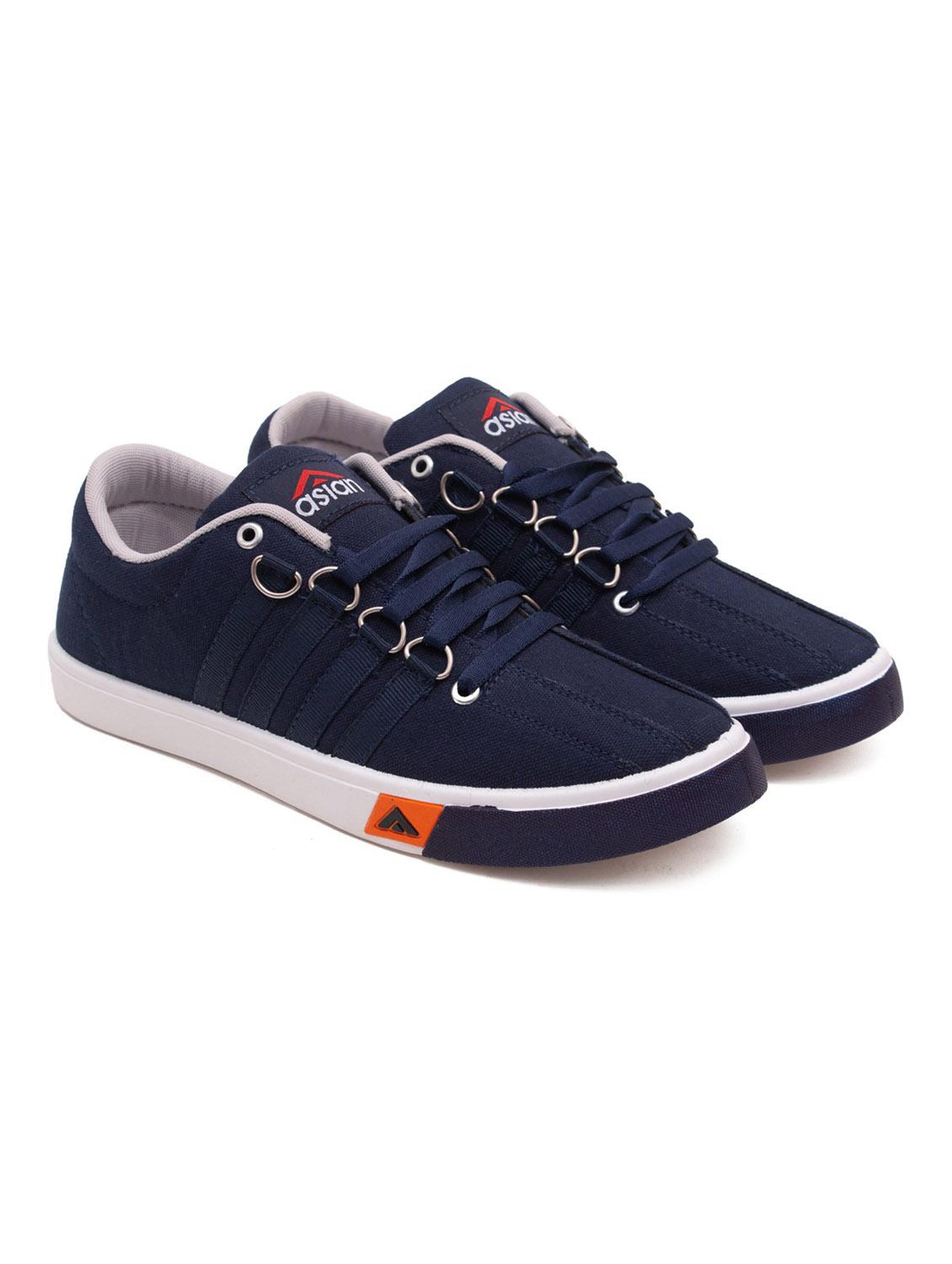 navy blue solid lace up sneakers - 19790261 - Standard Image - 2