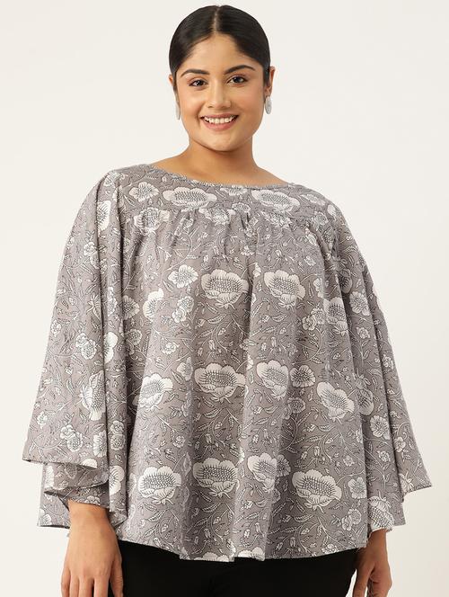 women plus size printed bell sleeves top - 19795437 - Standard Image - 0