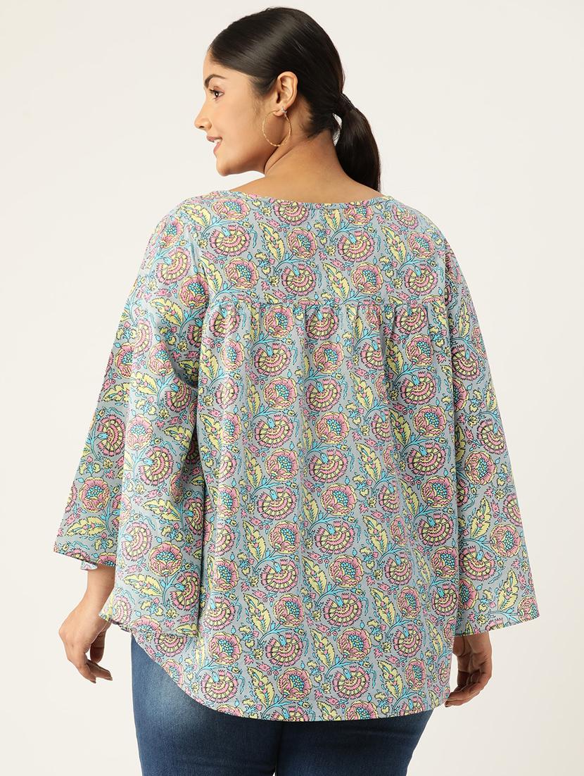 women plus size printed bell sleeves top - 19795440 - Standard Image - 2