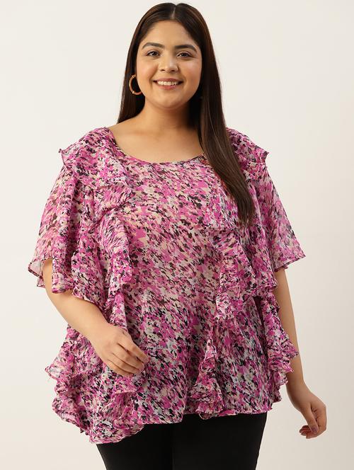women's ruffle round neck top - 19795441 - Standard Image - 0