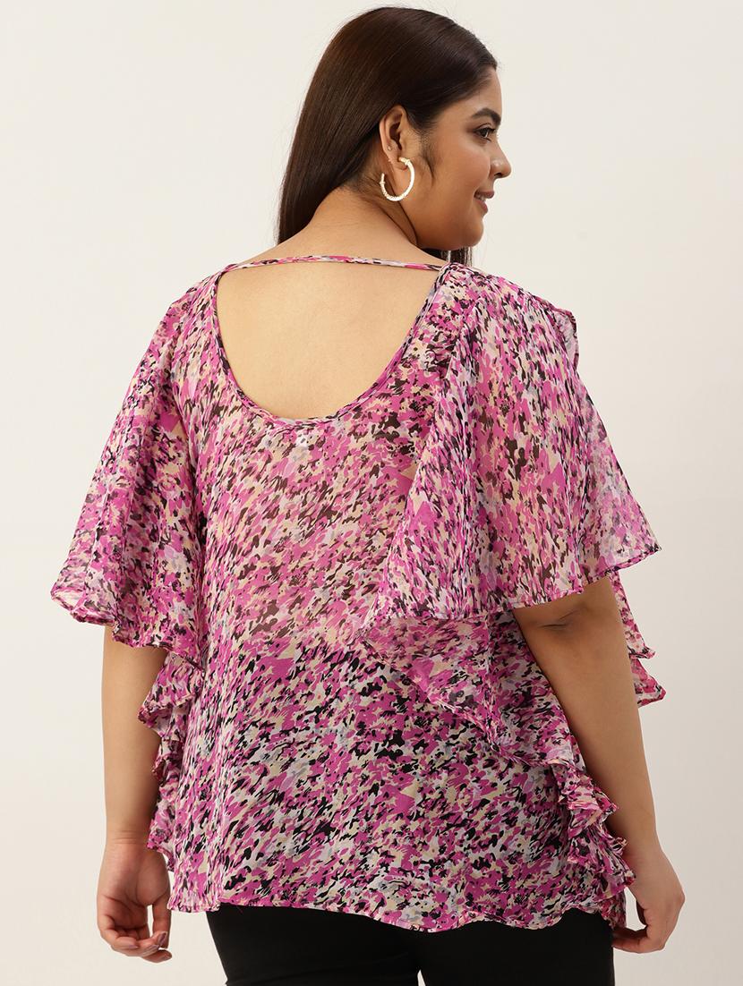 women's ruffle round neck top - 19795441 - Standard Image - 2
