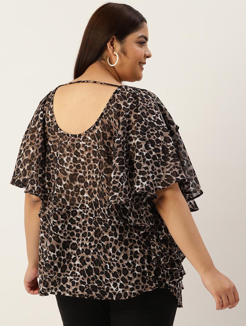 women's ruffle scoop neck top - 19795444 - Standard Image - 2